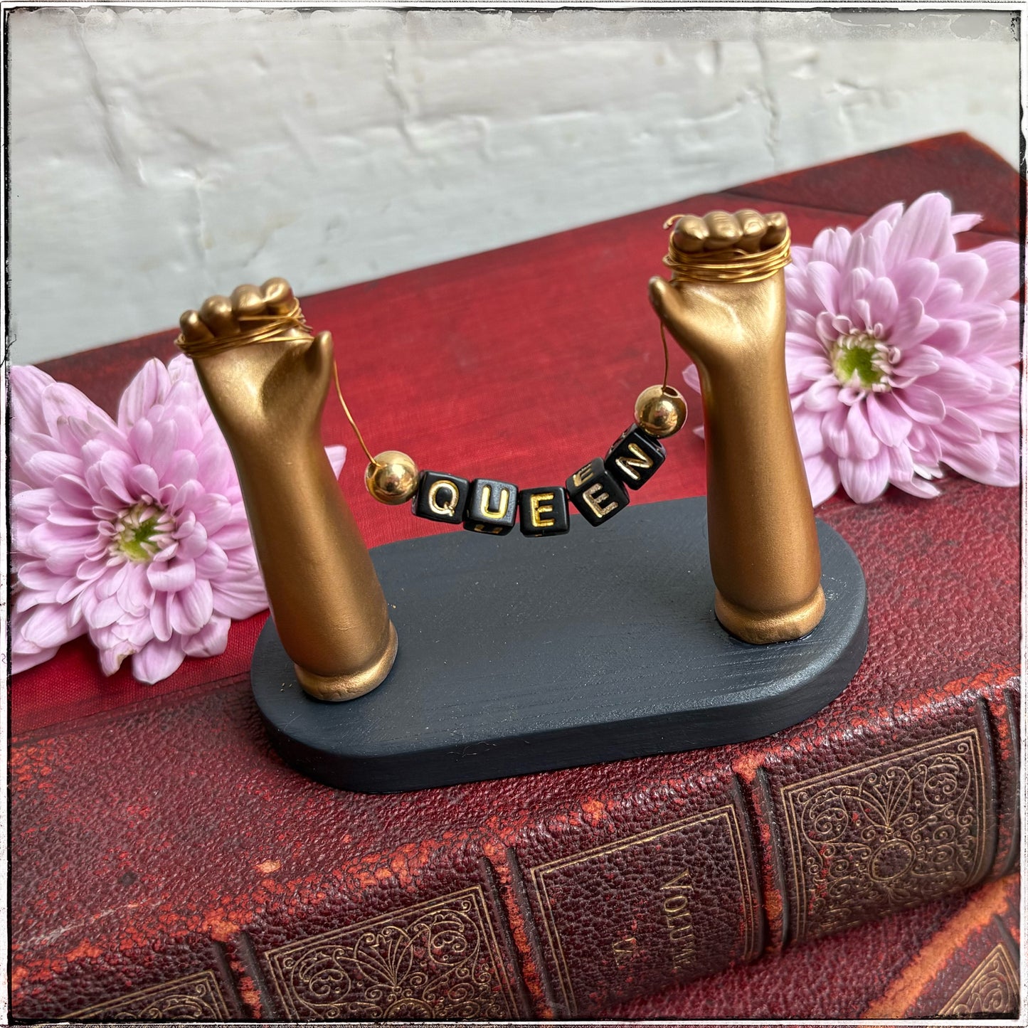 Small Recycled Porcelain Doll Arm Sign Holder - Queen