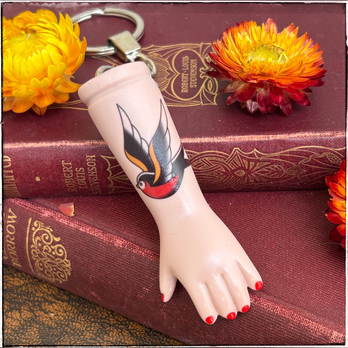 Porcelain Doll Arm Key Ring - Swallow