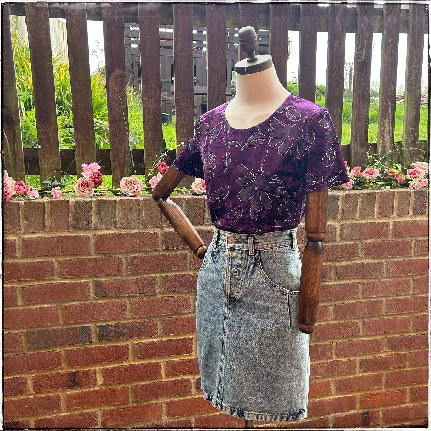 Purple Velvet Feel Embossed T-Shirt