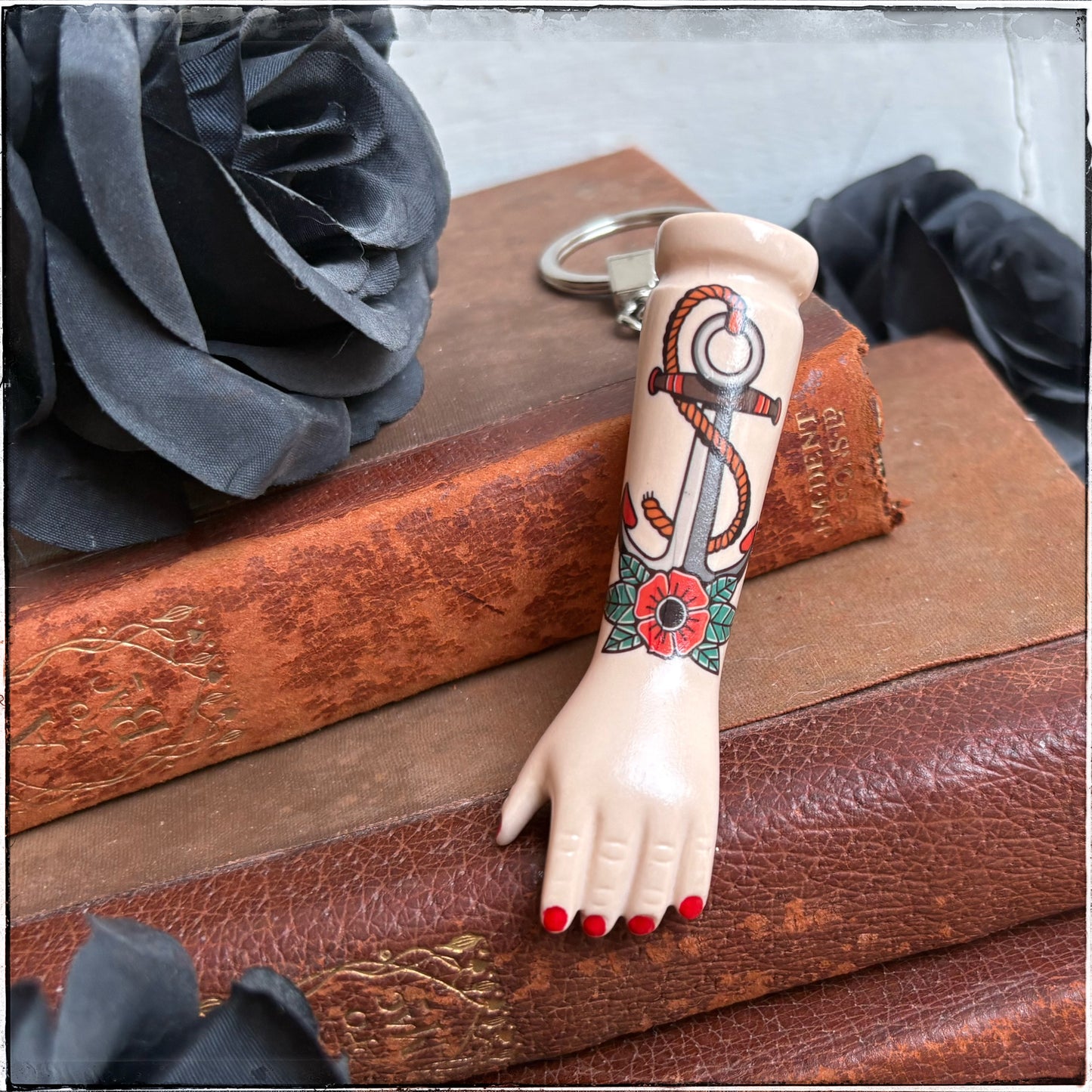 Doll Arm Key Ring - Rose & Anchor