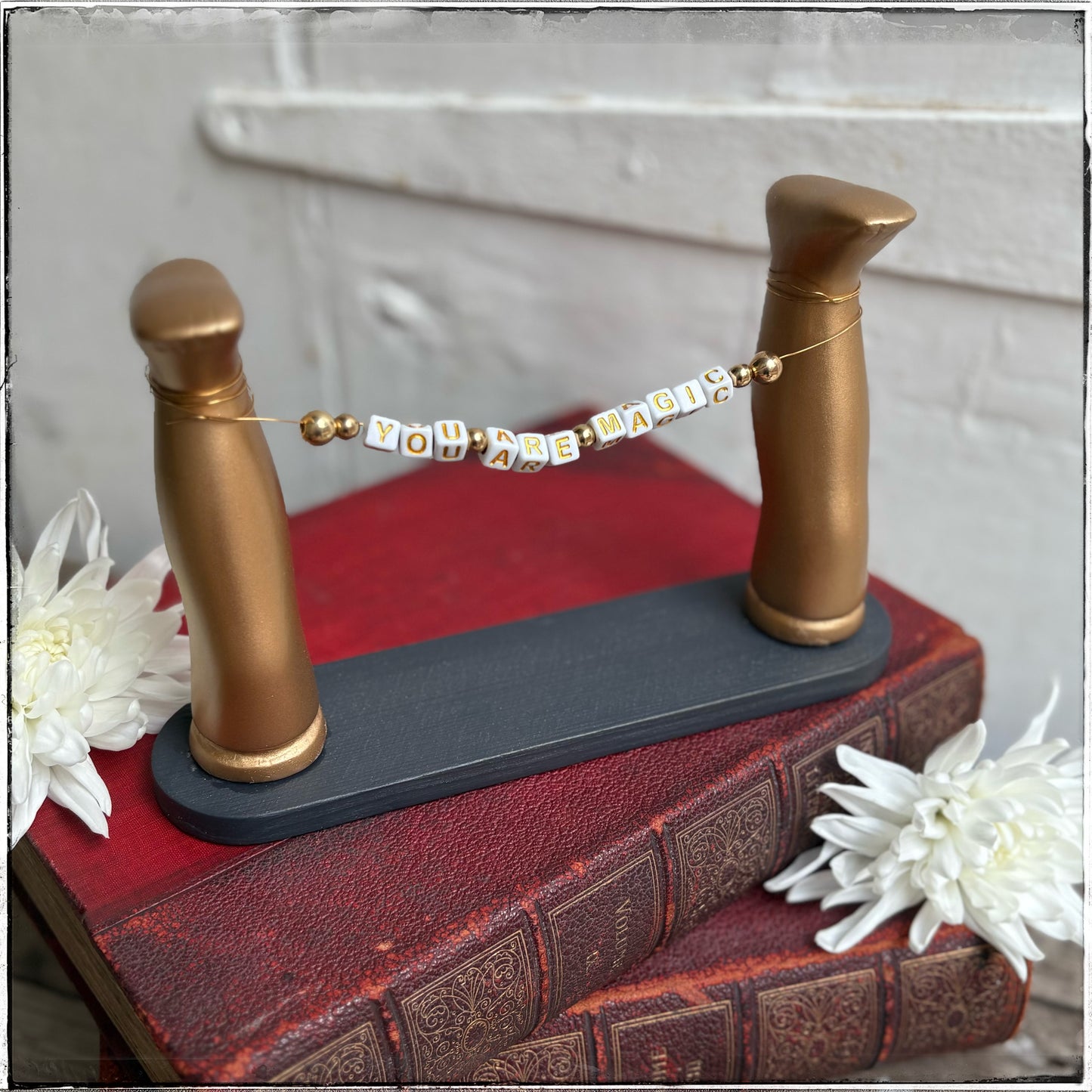 Large Recycled Porcelain Doll Leg Sign Holder - You Are Magic