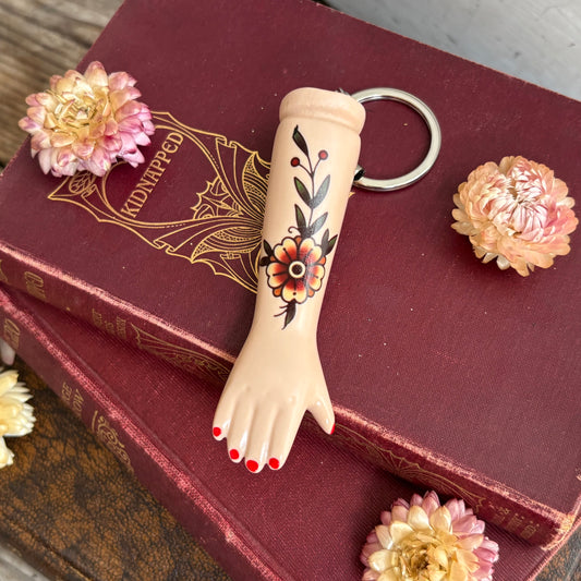 Porcelain Doll Arm Key Ring - Flower