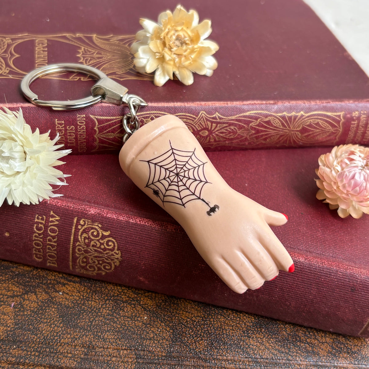 Porcelain Doll Arm Key Ring - Spiderweb