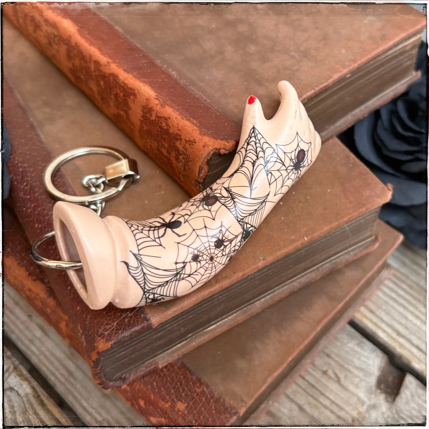 Large Doll Arm Key Ring - Spiderwebs