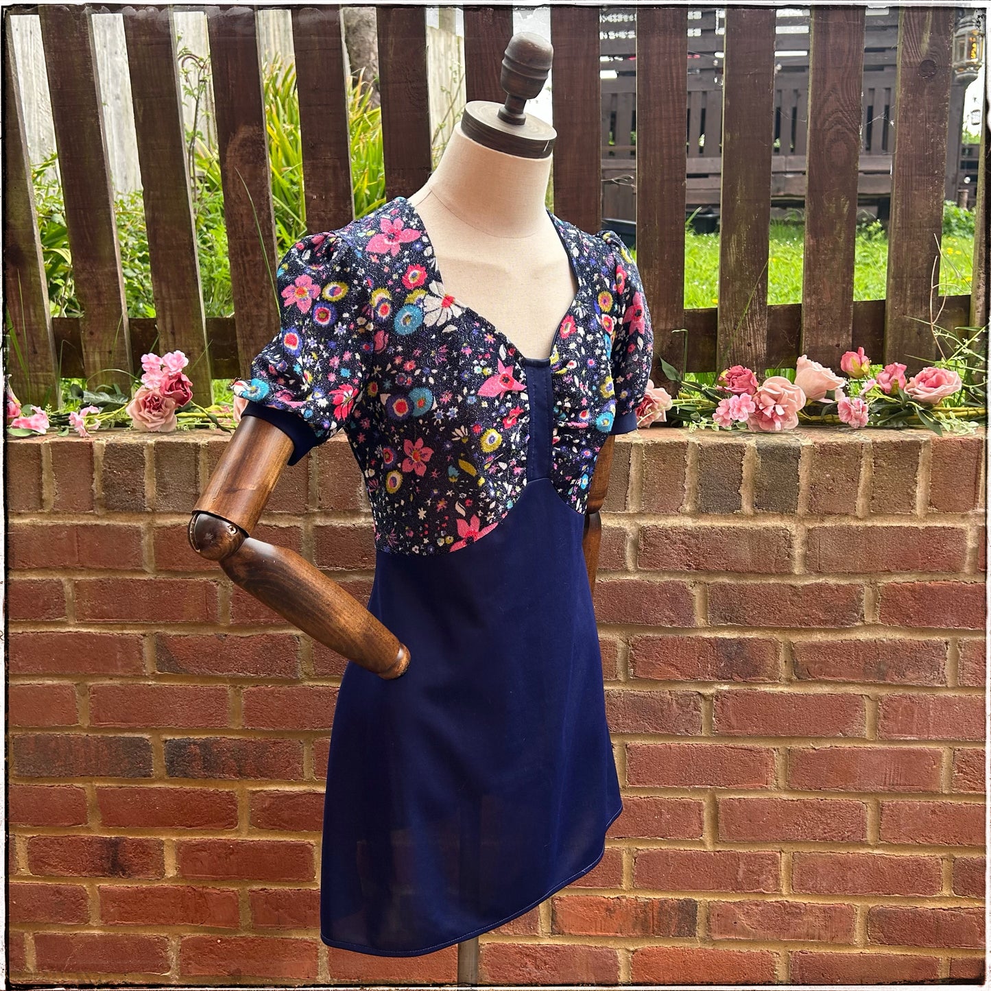 Vintage 60s Floral Sparkly Mini Dress