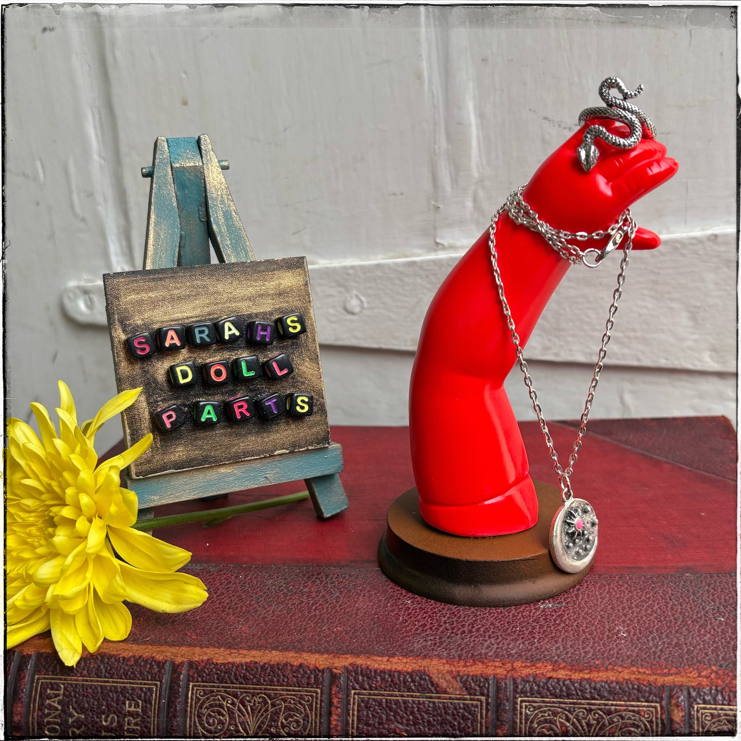 Medium Doll Arm Jewellery Holder - Neon Red