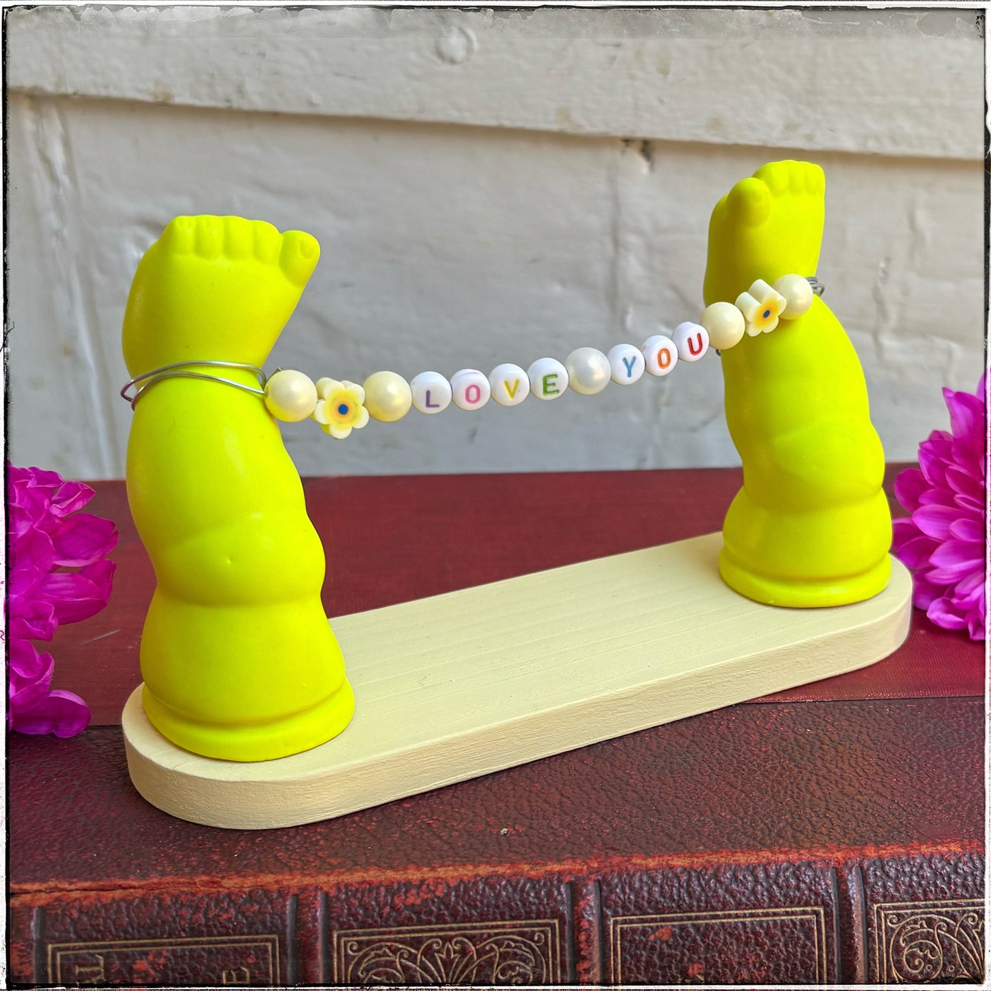 Medium Recycled Porcelain Doll Leg Sign Holder - Love You