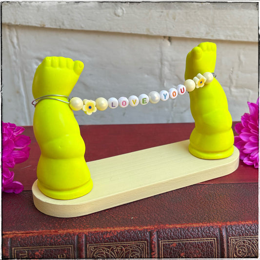 Medium Recycled Porcelain Doll Leg Sign Holder - Love You