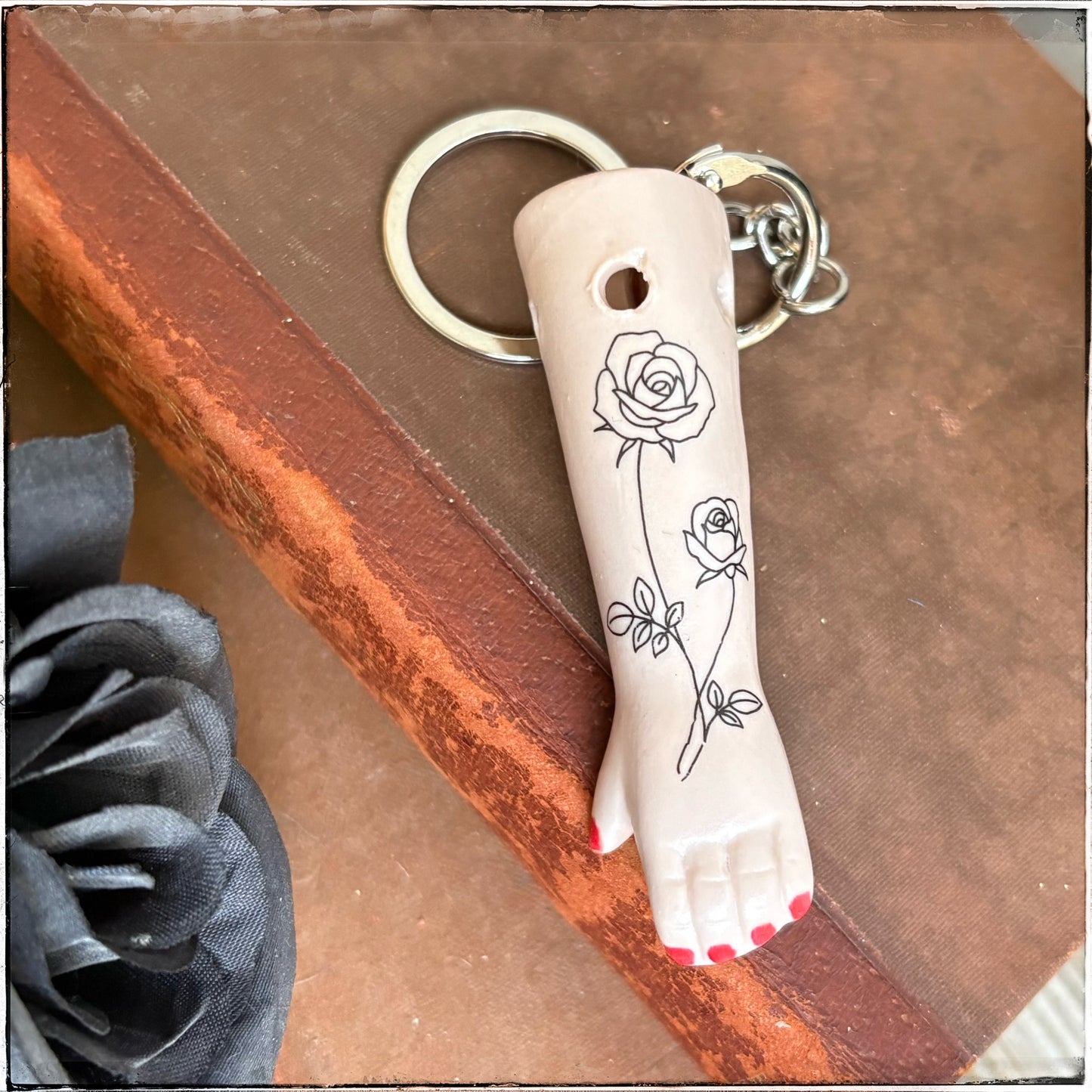 Doll Arm Key Ring - Roses