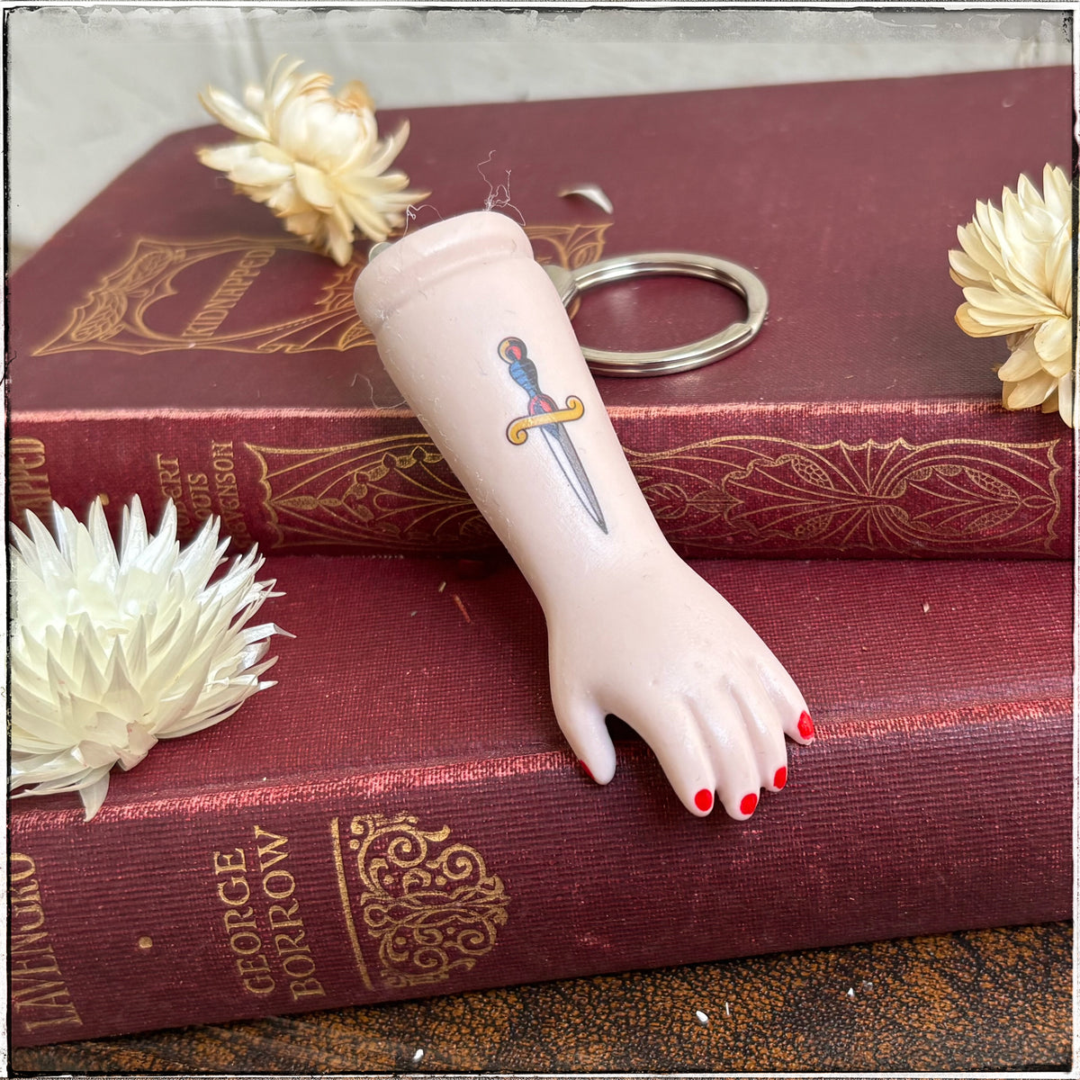 Porcelain Doll Arm Key Ring - Pocket Dagger