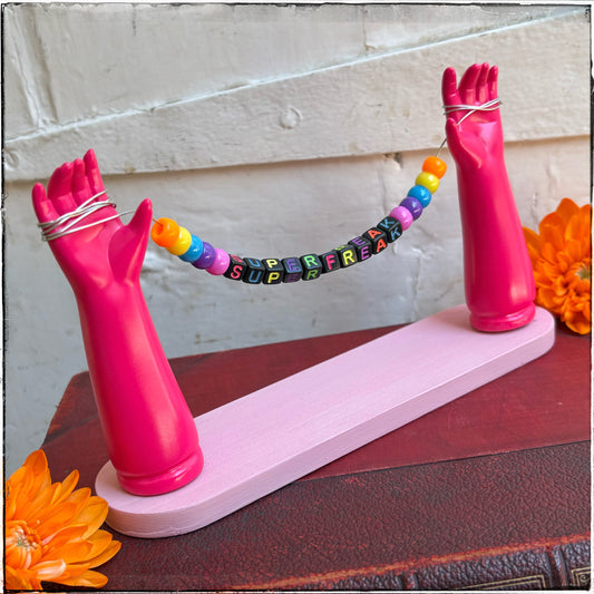 Large Recycled Porcelain Doll Arm Sign Holder - Superfreak