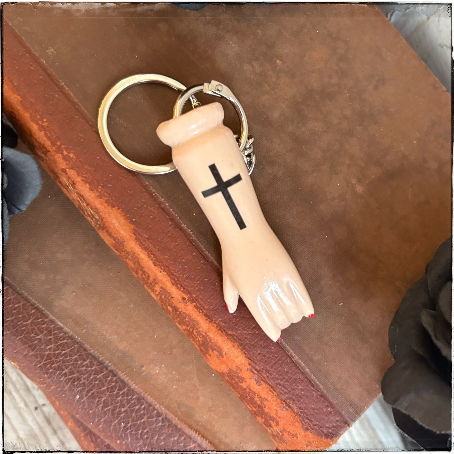 Doll Arm Key Ring - Cross