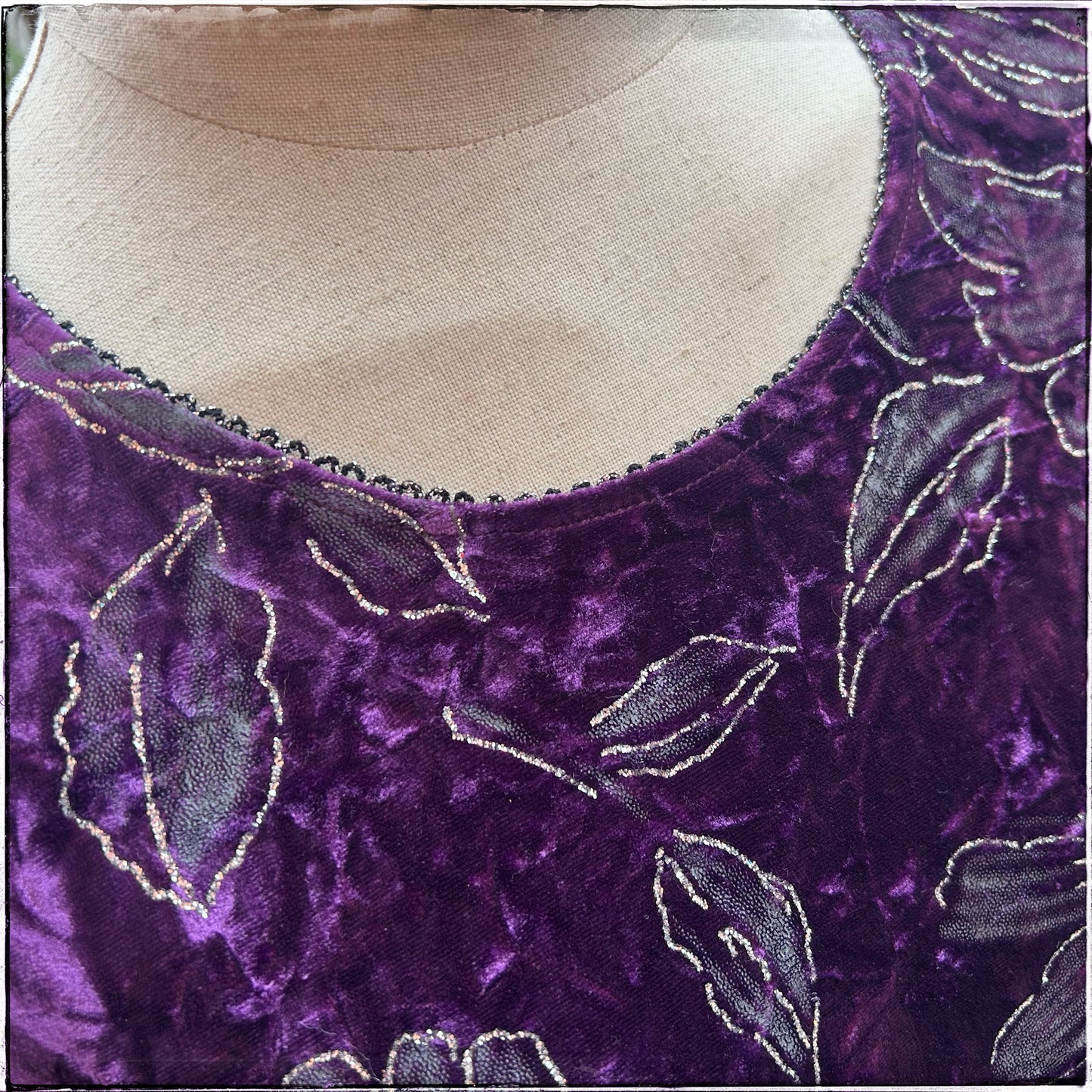 Purple Velvet Feel Embossed T-Shirt
