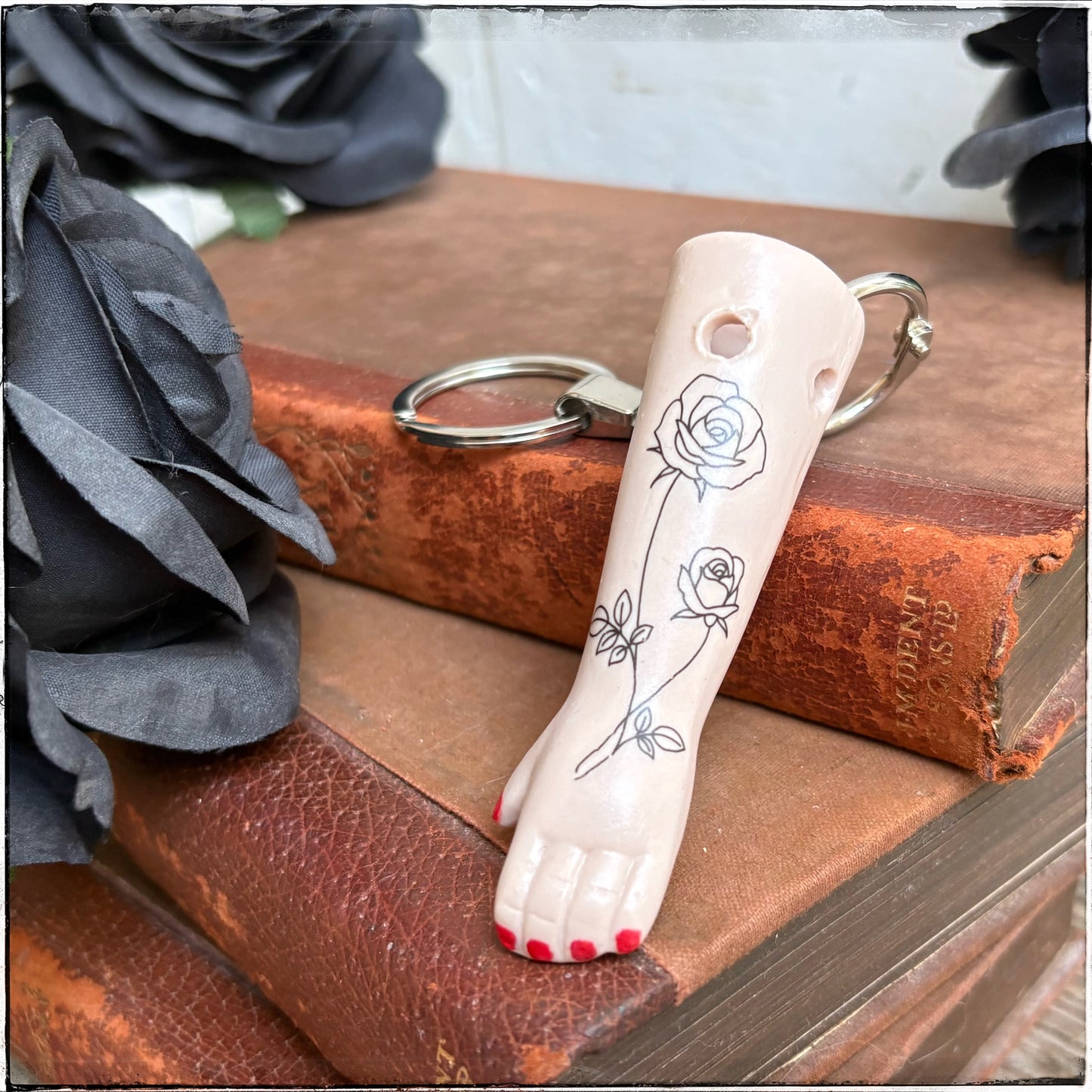 Doll Arm Key Ring - Roses