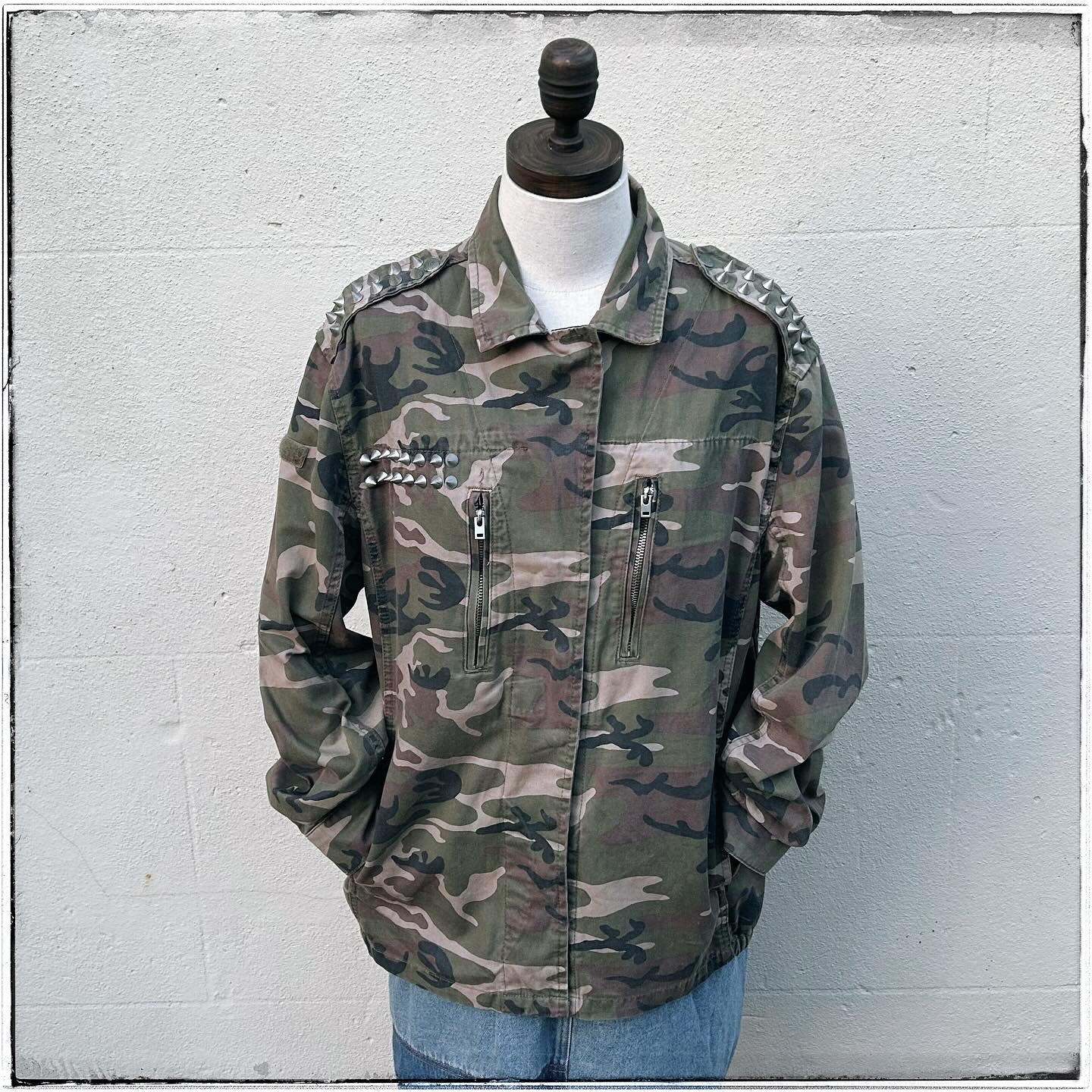 Topshop Studded Camo Jacket