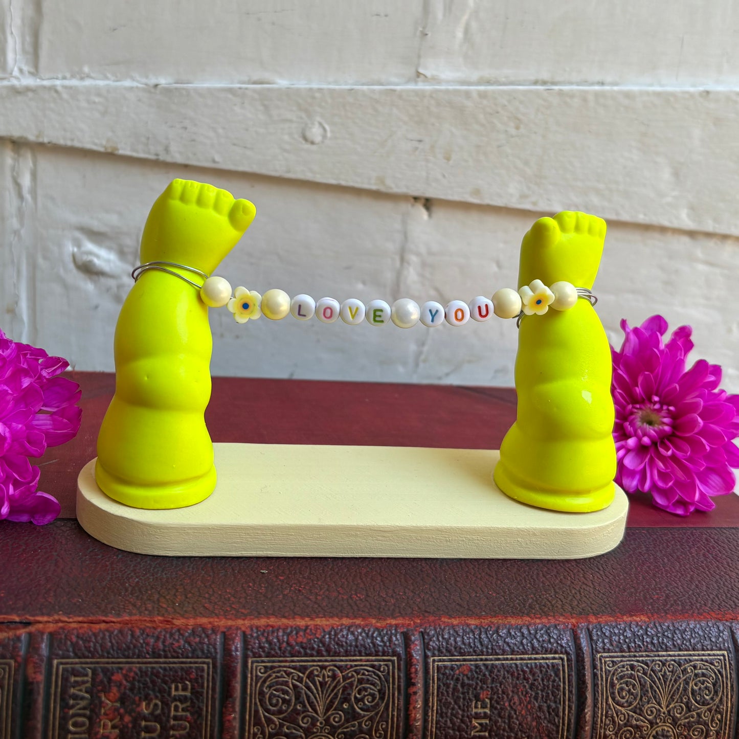 Medium Recycled Porcelain Doll Leg Sign Holder - Love You