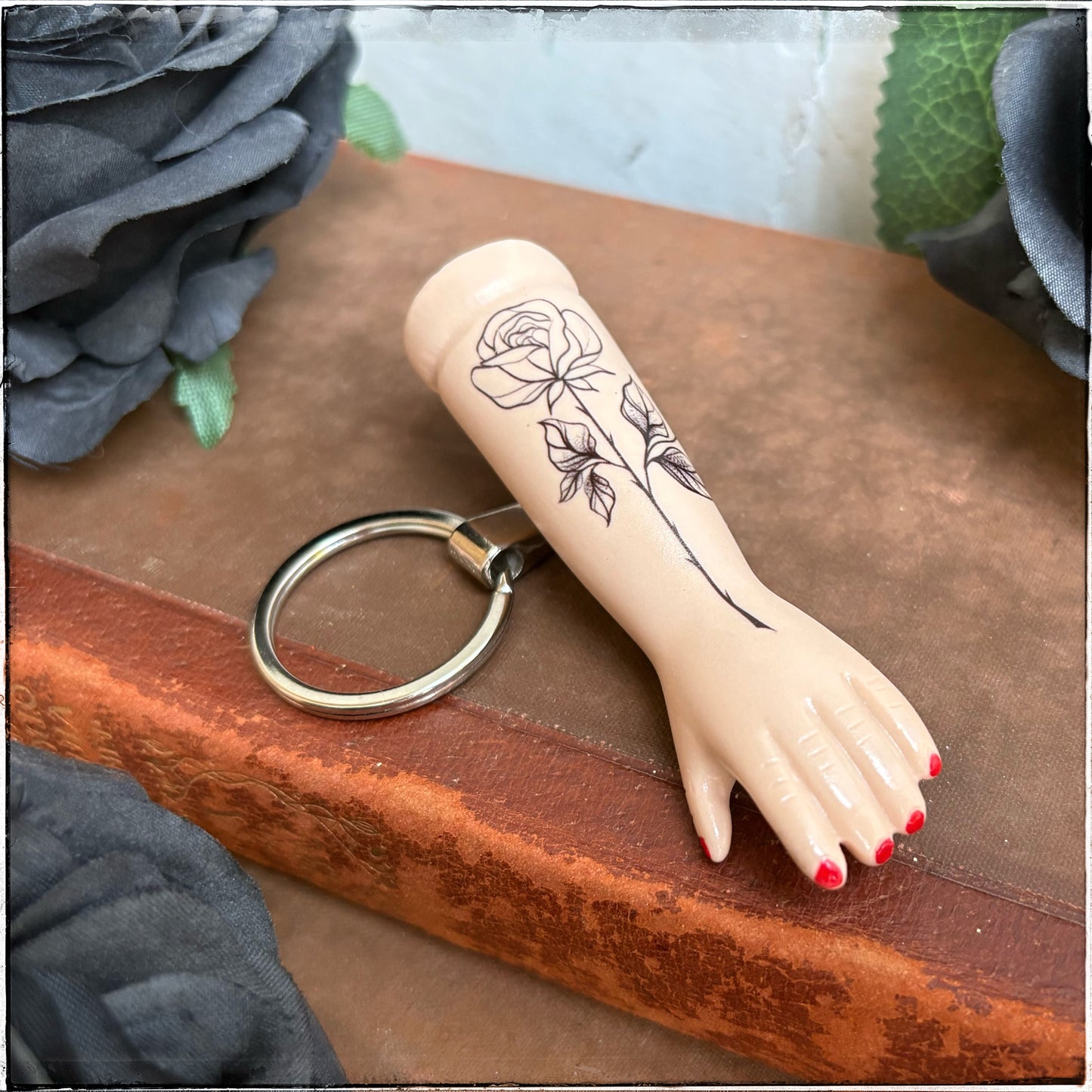 Doll Arm Key Ring - Large Single Rose