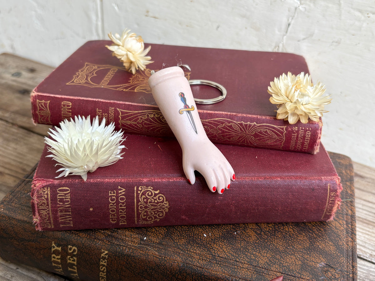 Porcelain Doll Arm Key Ring - Pocket Dagger