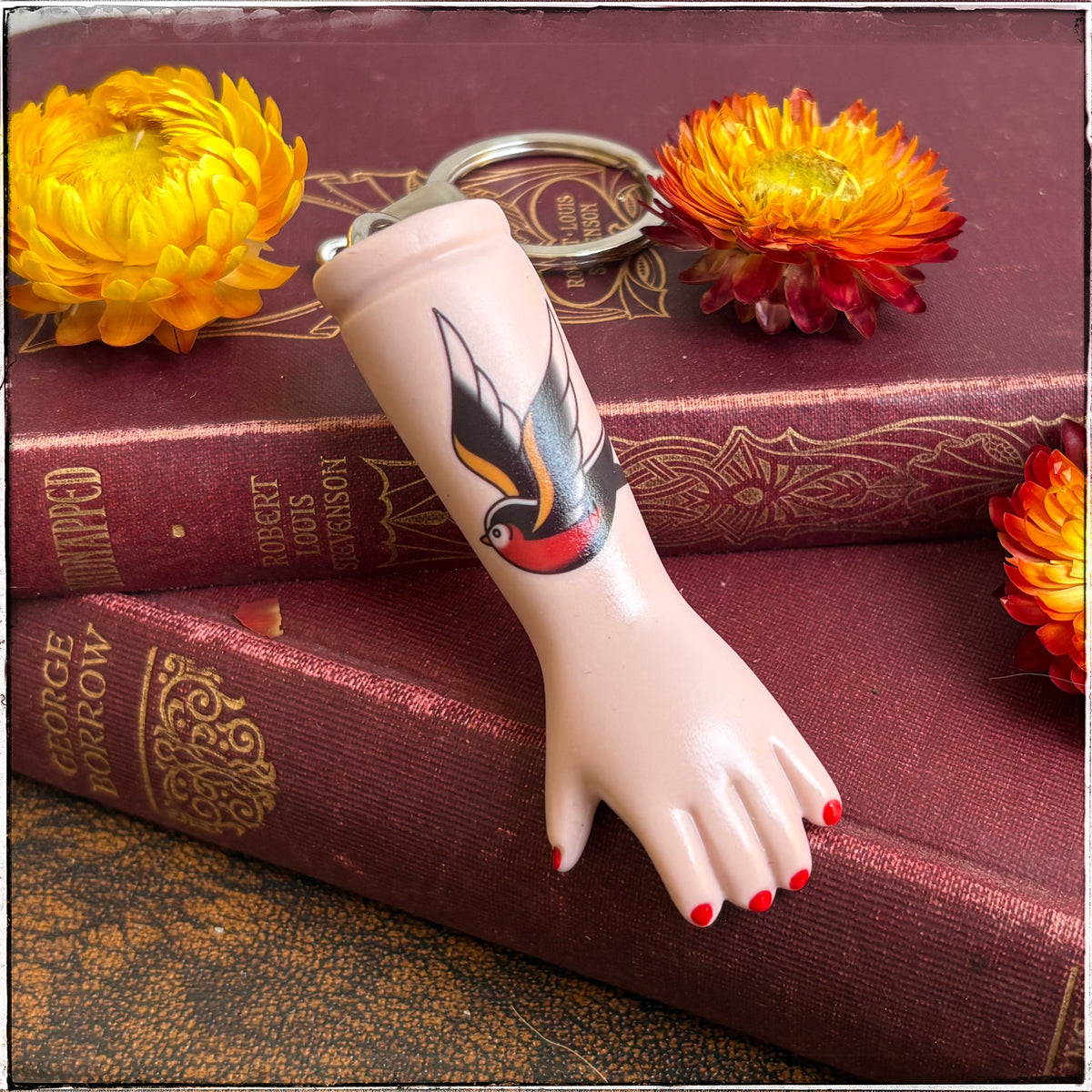 Porcelain Doll Arm Key Ring - Swallow