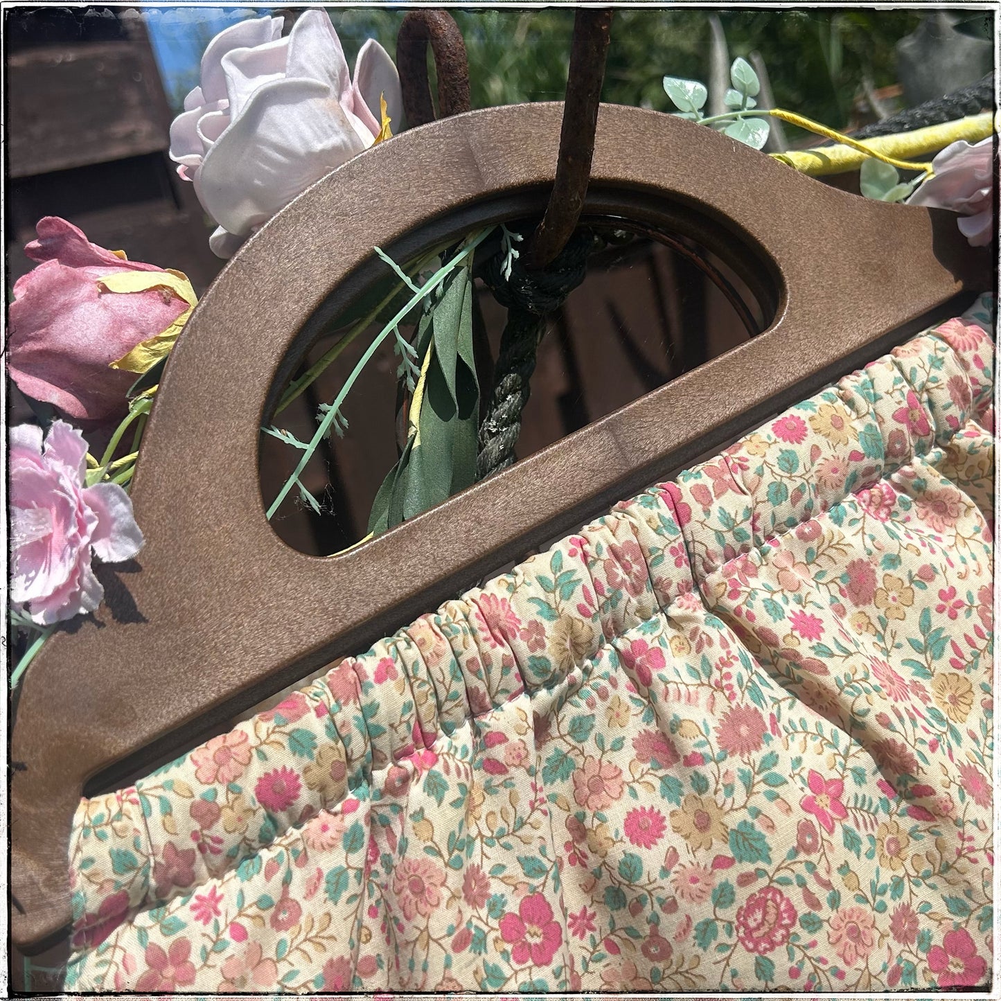 70s Vintage Floral Knitting Bag