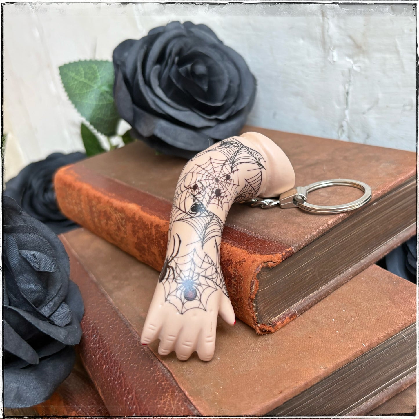 Large Doll Arm Key Ring - Spiderwebs