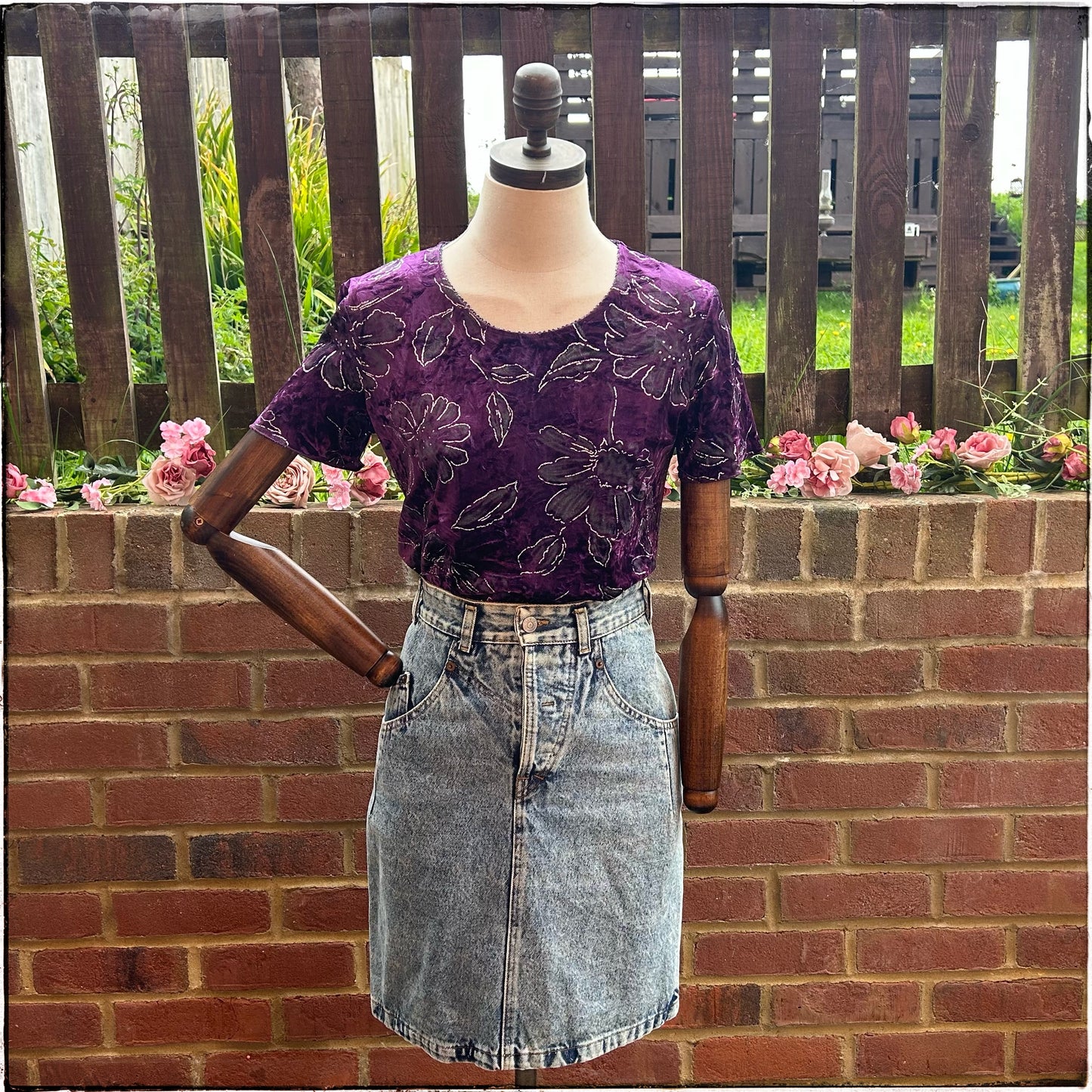 Purple Velvet Feel Embossed T-Shirt