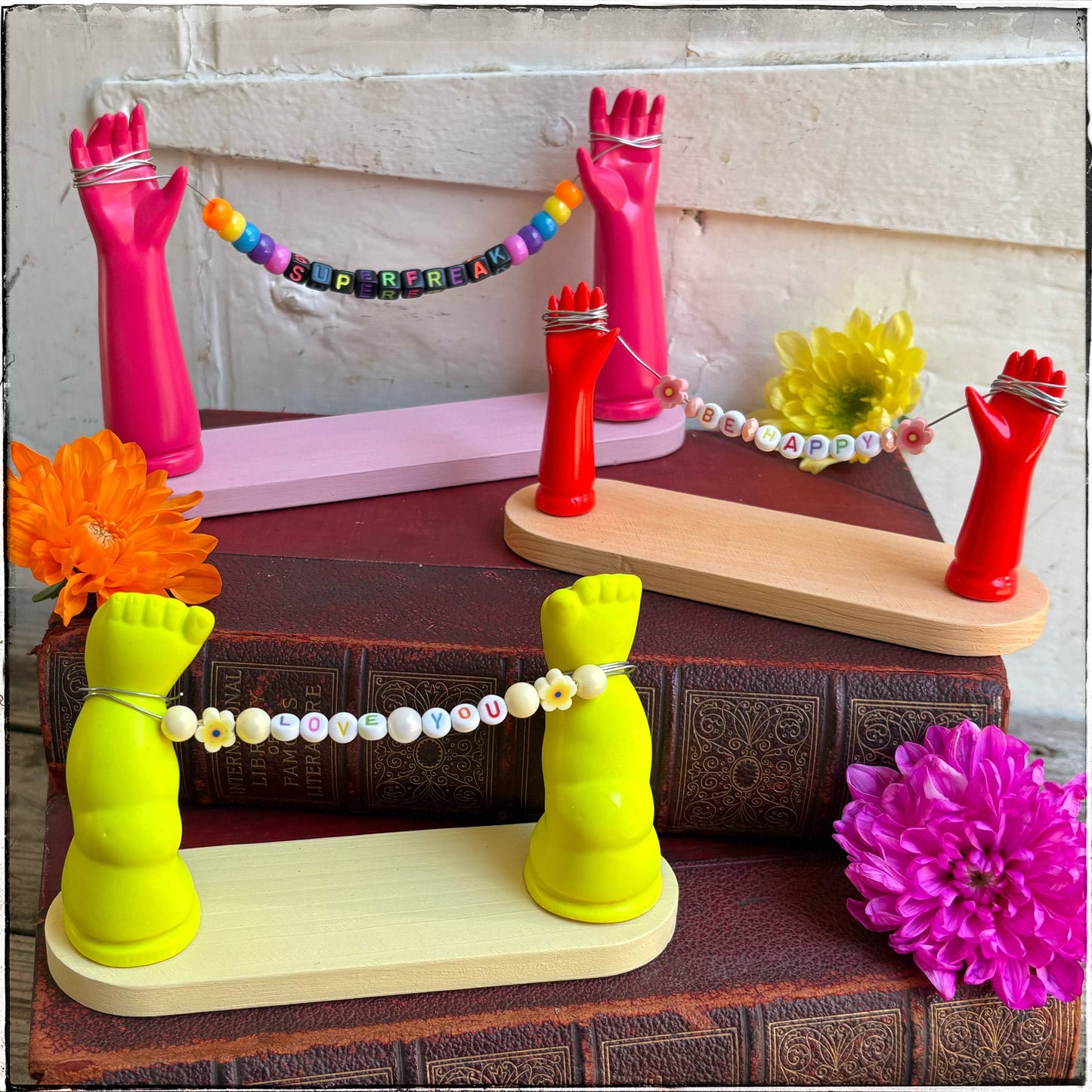 Large Recycled Porcelain Doll Arm Sign Holder - Superfreak