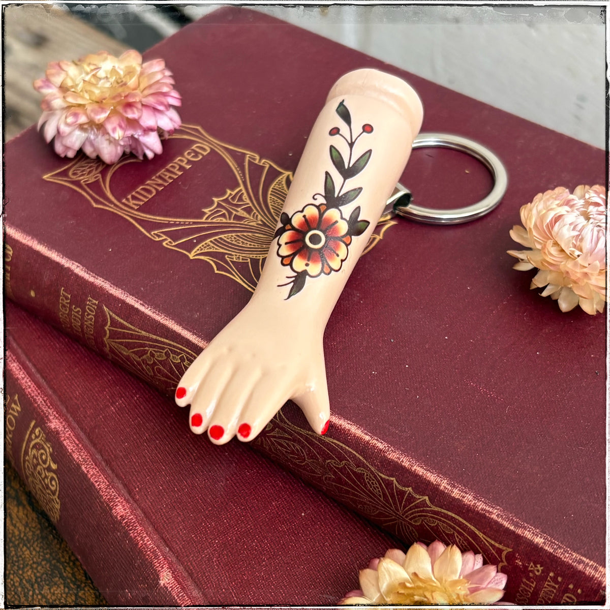 Porcelain Doll Arm Key Ring - Flower