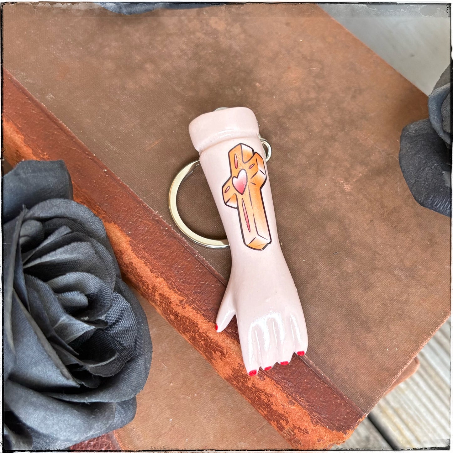 Doll Arm Key Ring - Gold Cross