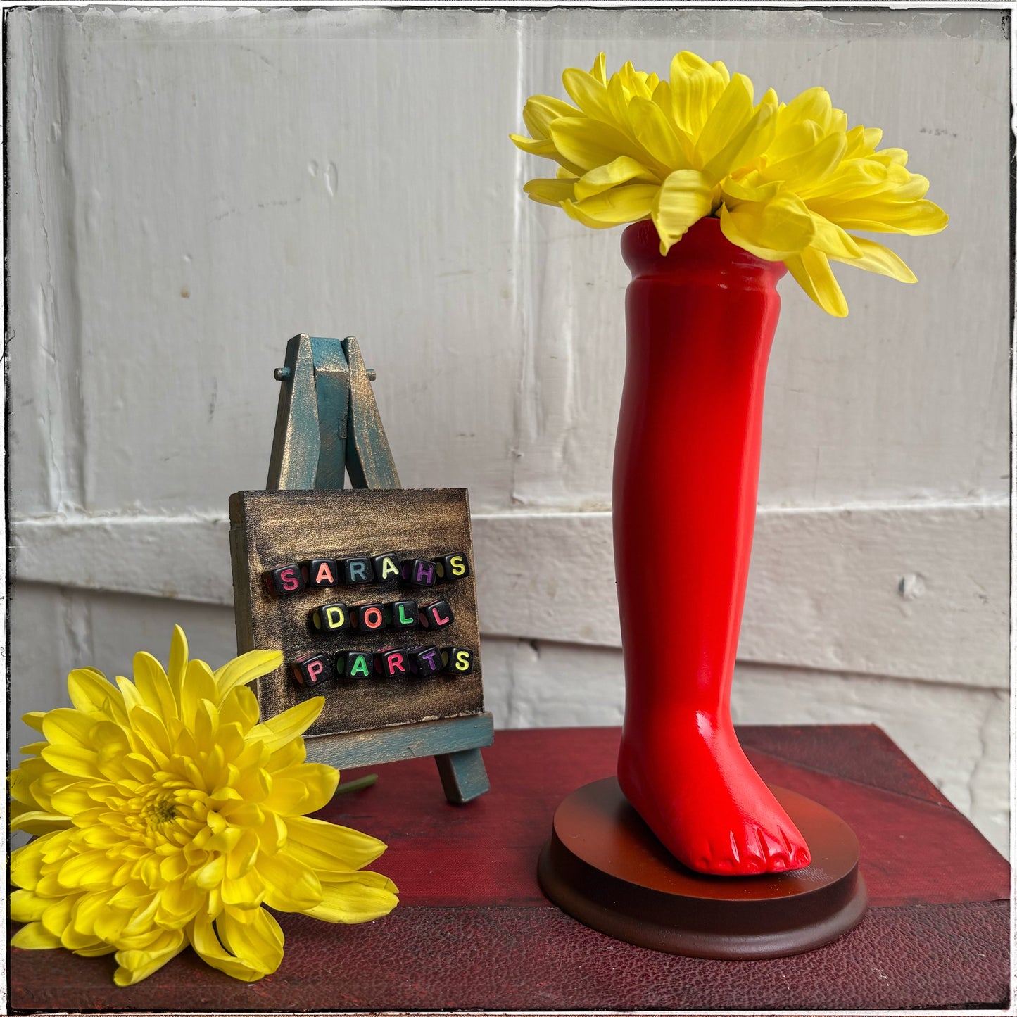 Large Doll Leg Vase - Neon Red
