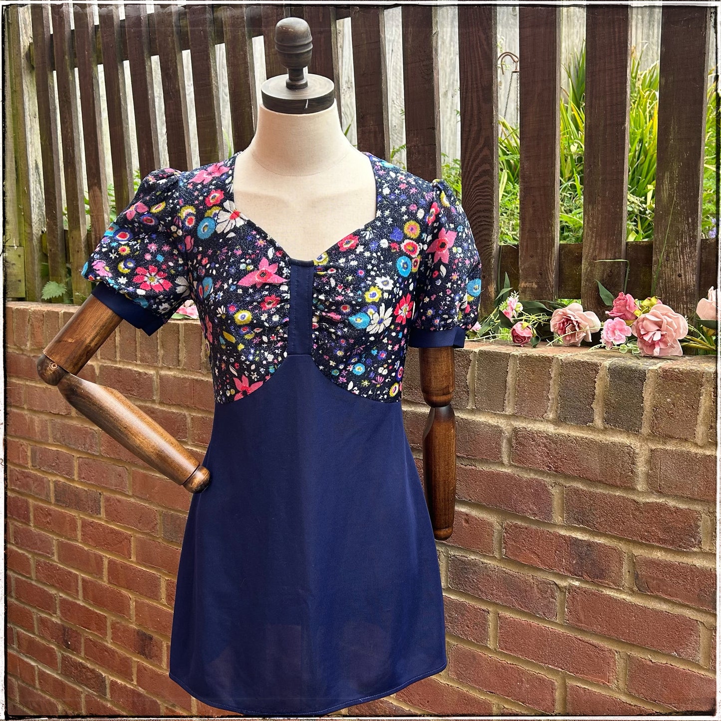 Vintage 60s Floral Sparkly Mini Dress