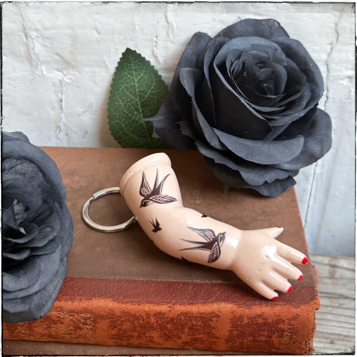 Large Doll Arm Key Ring - Swallows
