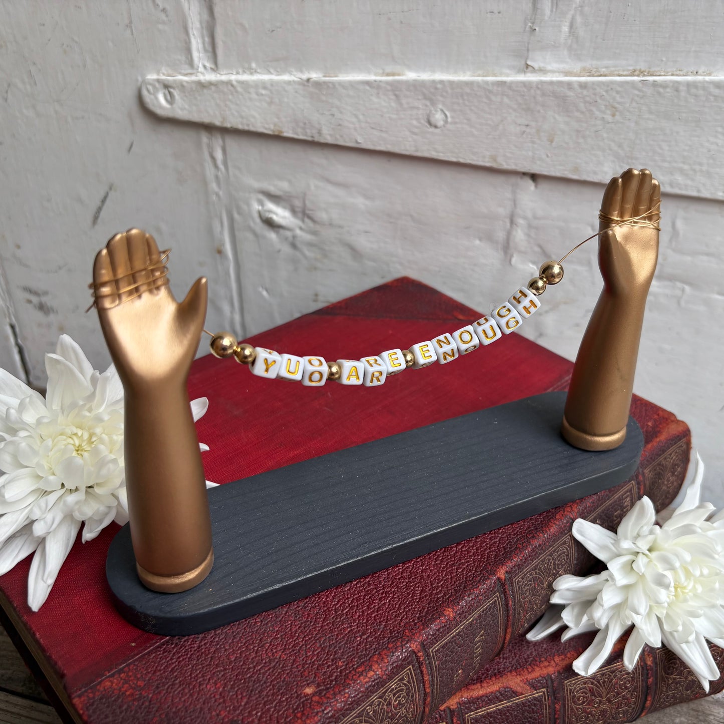 Large Recycled Porcelain Doll Arm Sign Holder - You Are Enough