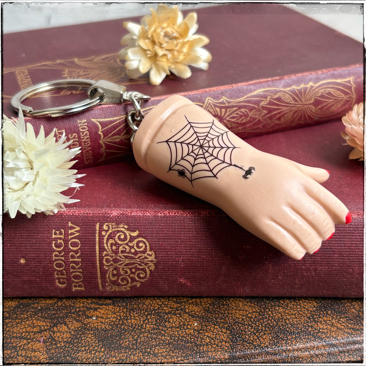 Porcelain Doll Arm Key Ring - Spiderweb