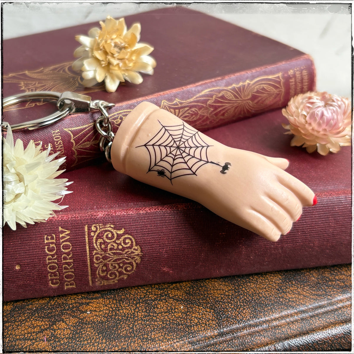 Porcelain Doll Arm Key Ring - Spiderweb