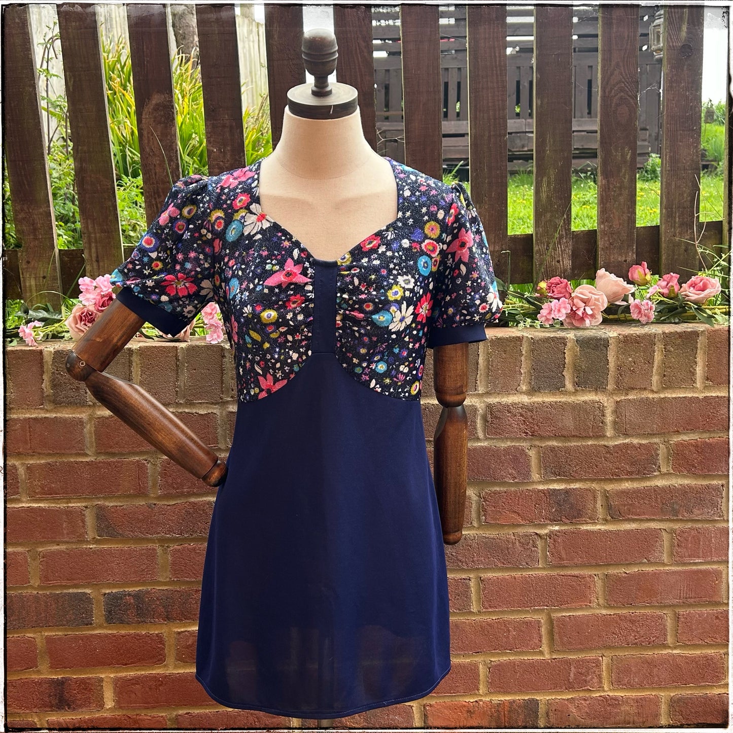 Vintage 60s Floral Sparkly Mini Dress