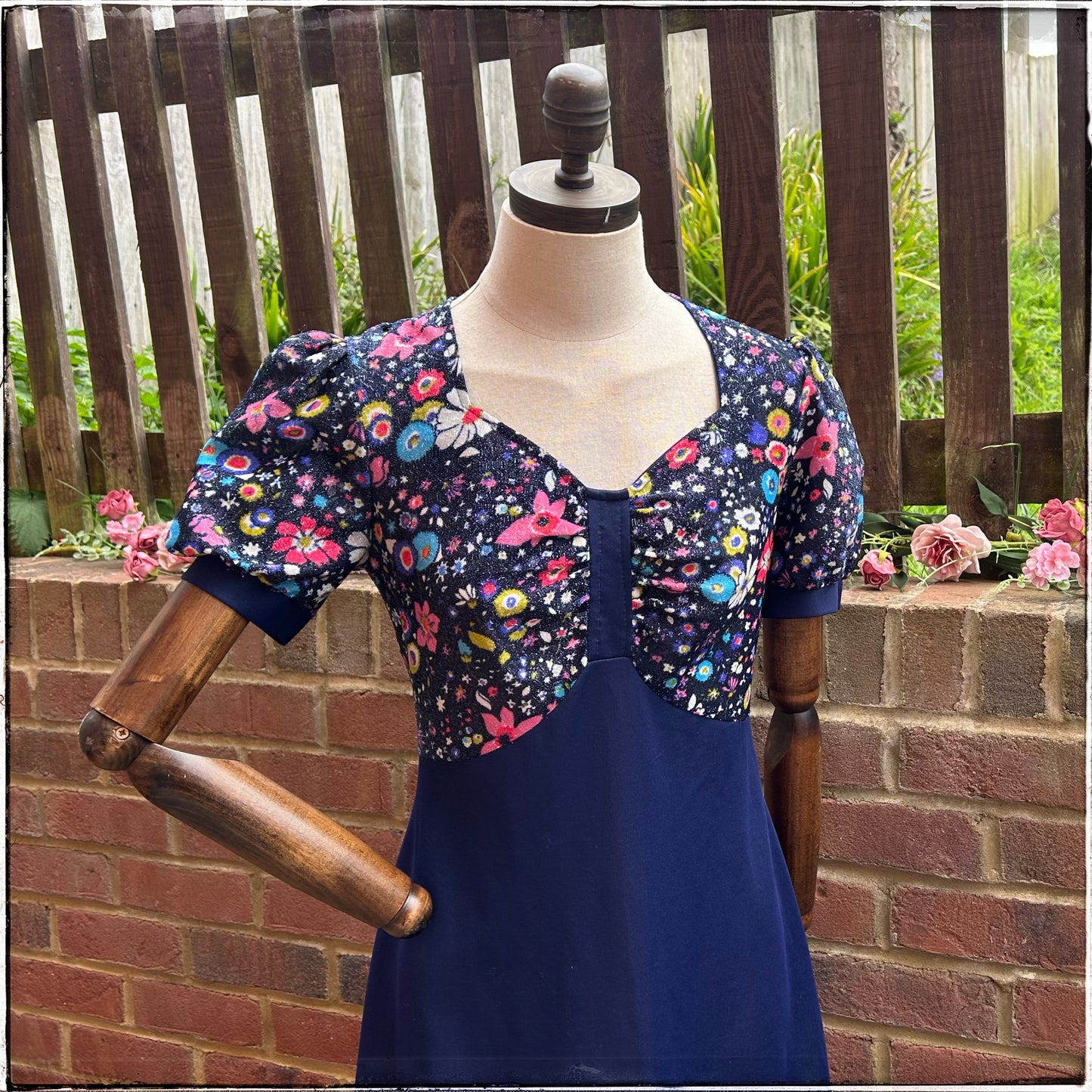 Vintage 60s Floral Sparkly Mini Dress