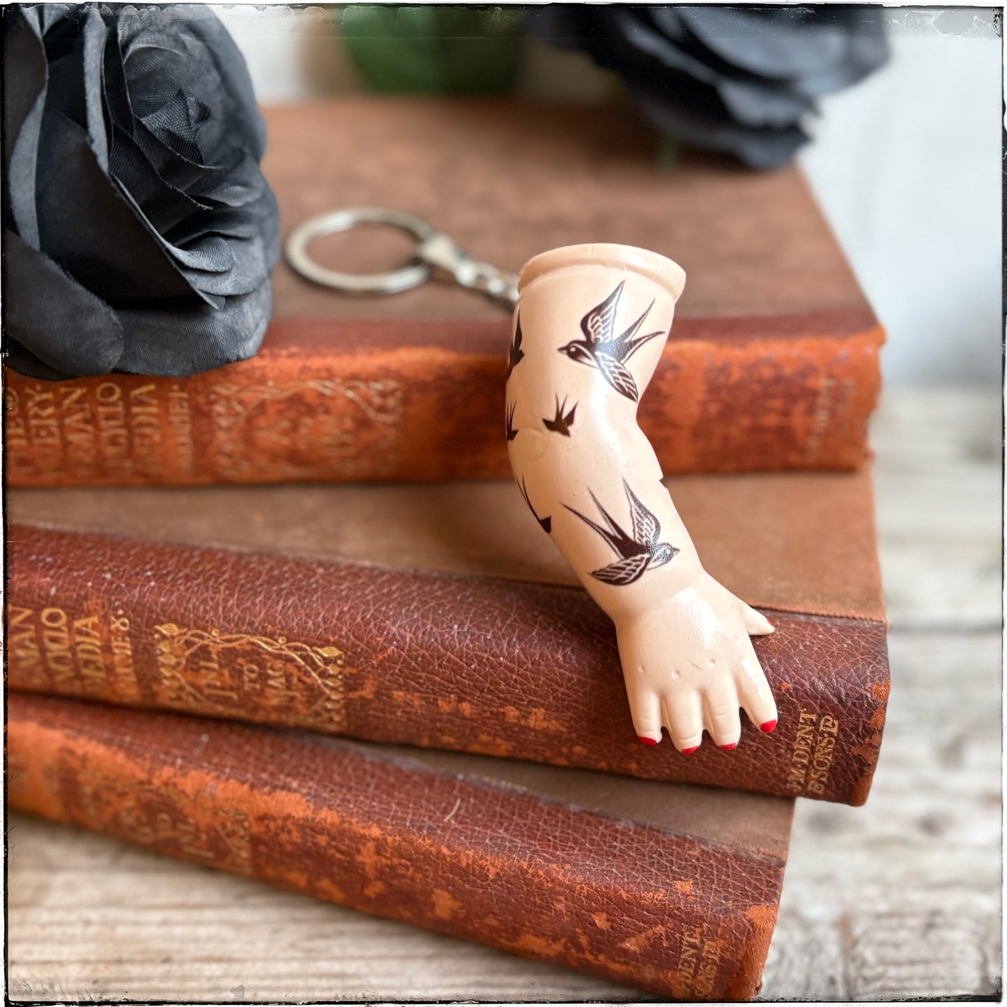 Large Doll Arm Key Ring - Swallows