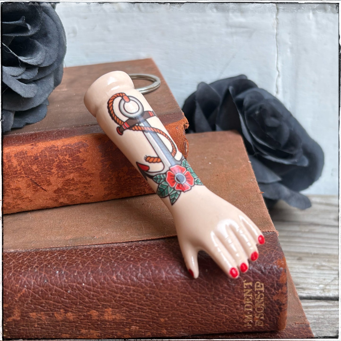 Doll Arm Key Ring - Rose & Anchor