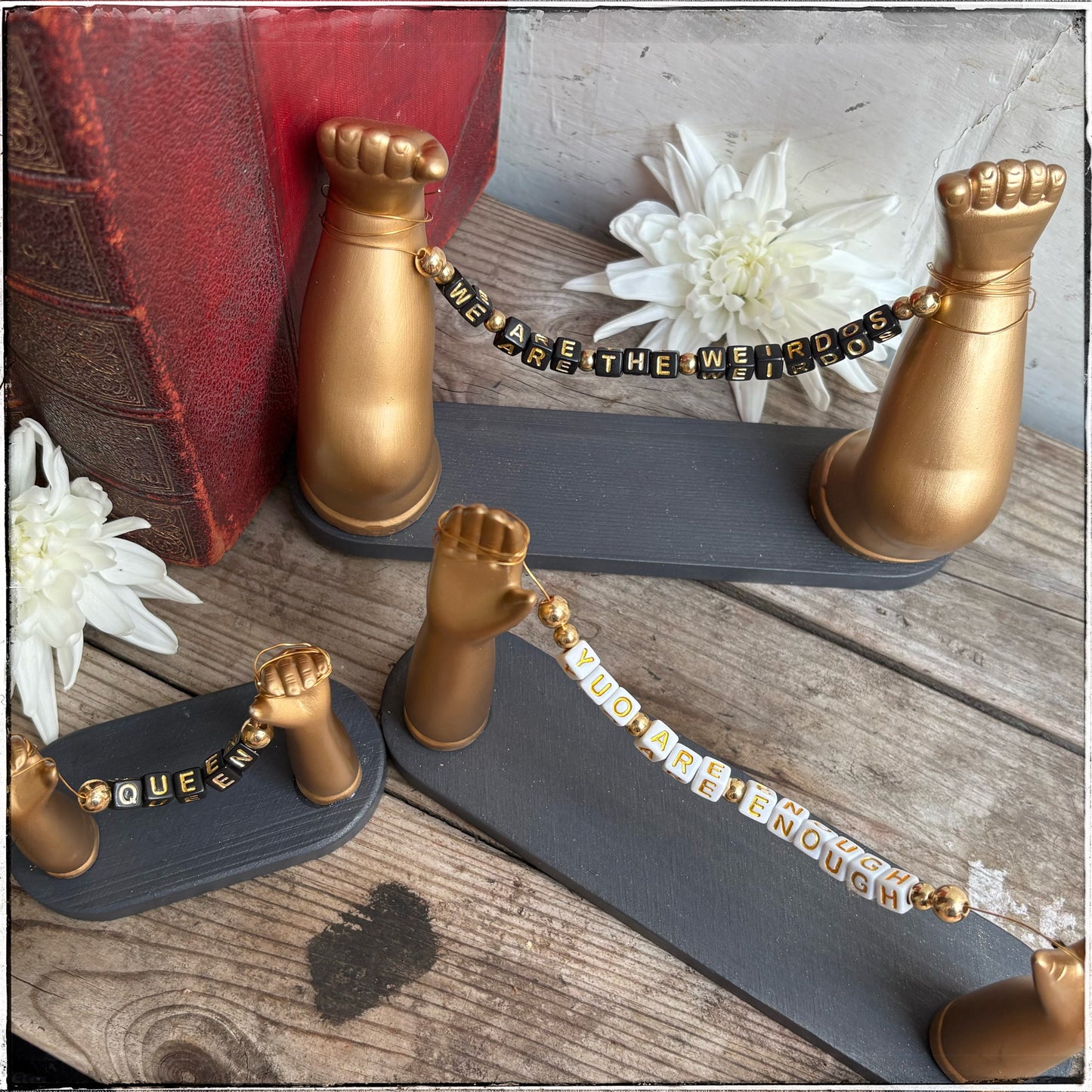 Large Recycled Porcelain Doll Leg Sign Holder - We Are The Weirdos