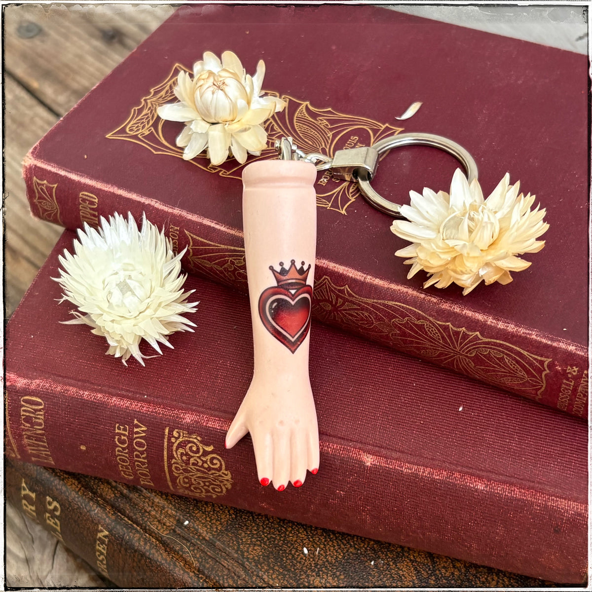 Porcelain Doll Arm Key Ring - Queen of Hearts