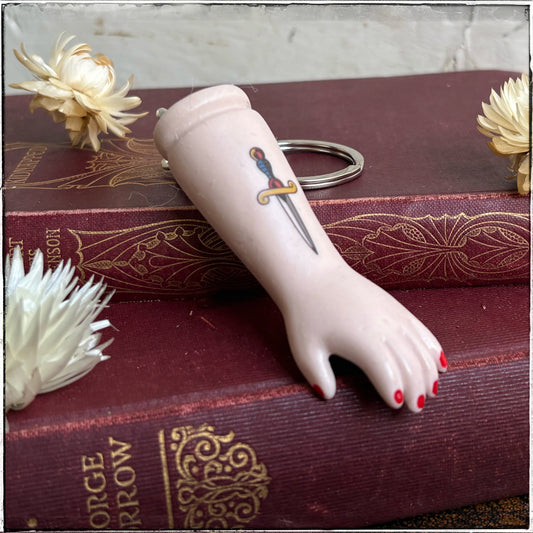 Porcelain Doll Arm Key Ring - Pocket Dagger