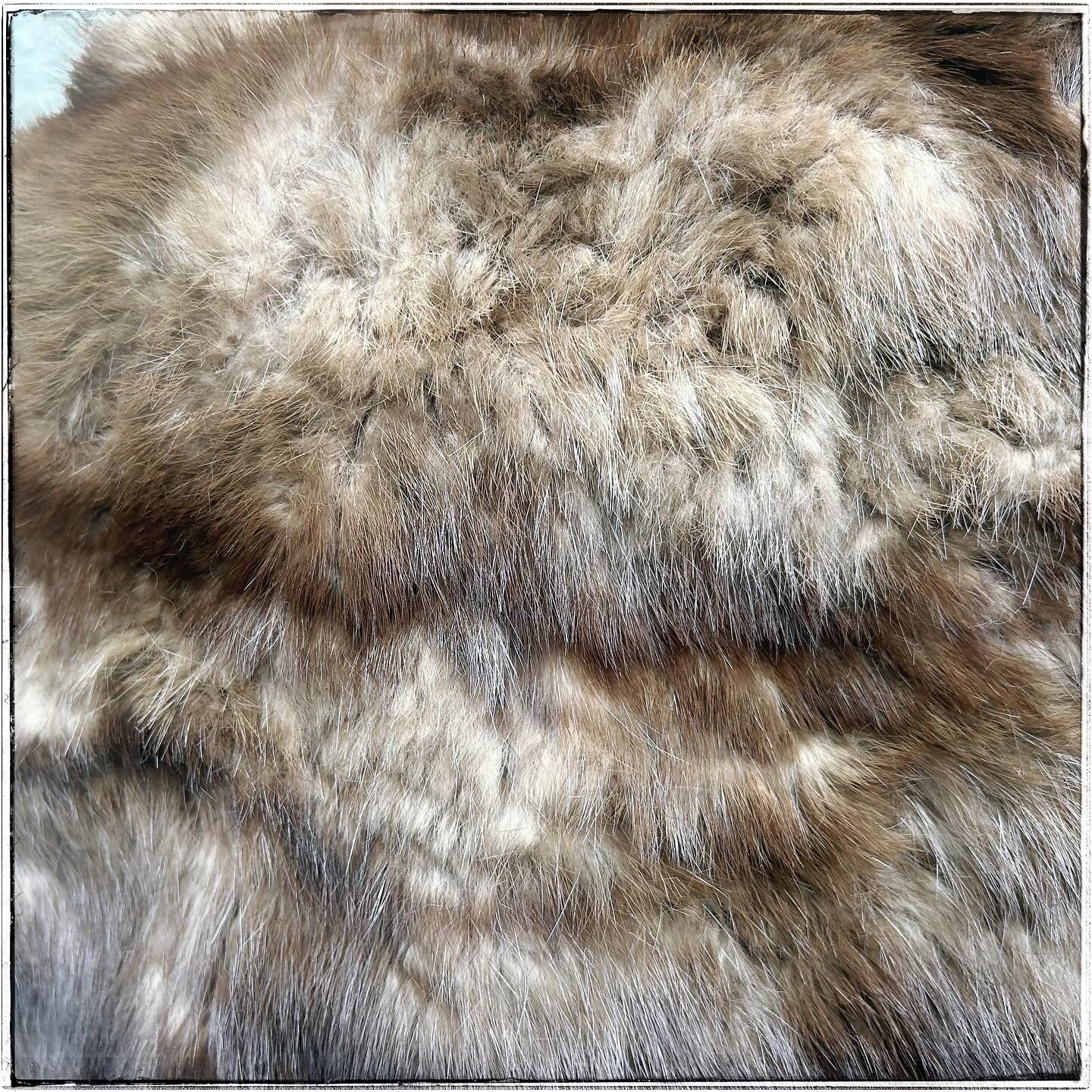 Vintage Large Brown Embroidered Real Fur Stole