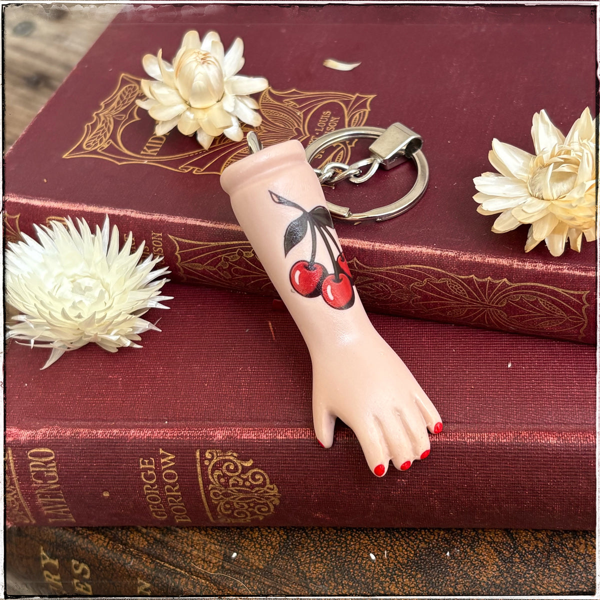 Porcelain Doll Arm Key Ring - Cherries
