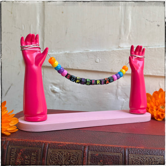 Large Recycled Porcelain Doll Arm Sign Holder - Superfreak