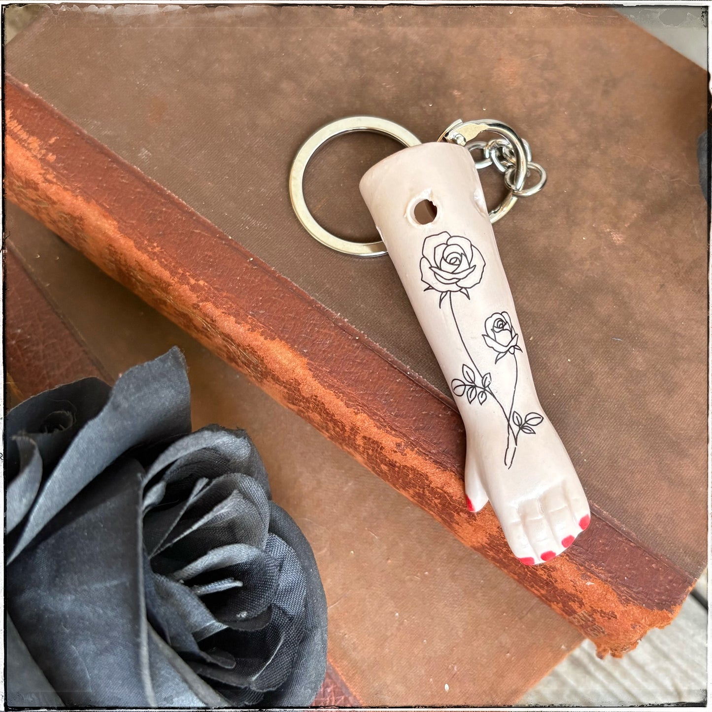 Doll Arm Key Ring - Roses