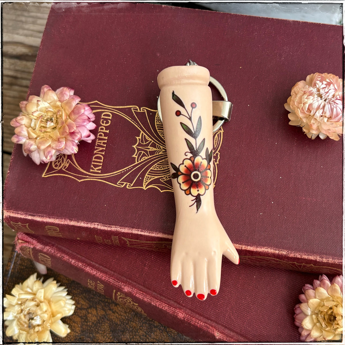 Porcelain Doll Arm Key Ring - Flower