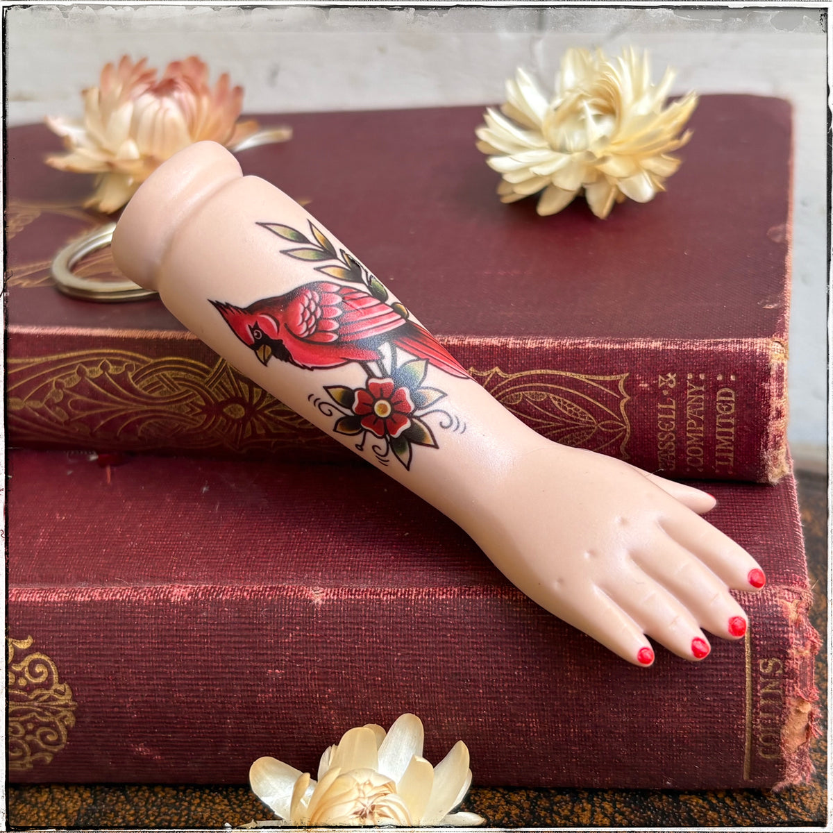 Porcelain Doll Arm Key Ring - Exotic Bird