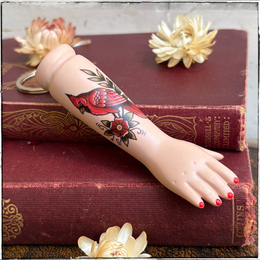 Porcelain Doll Arm Key Ring - Exotic Bird