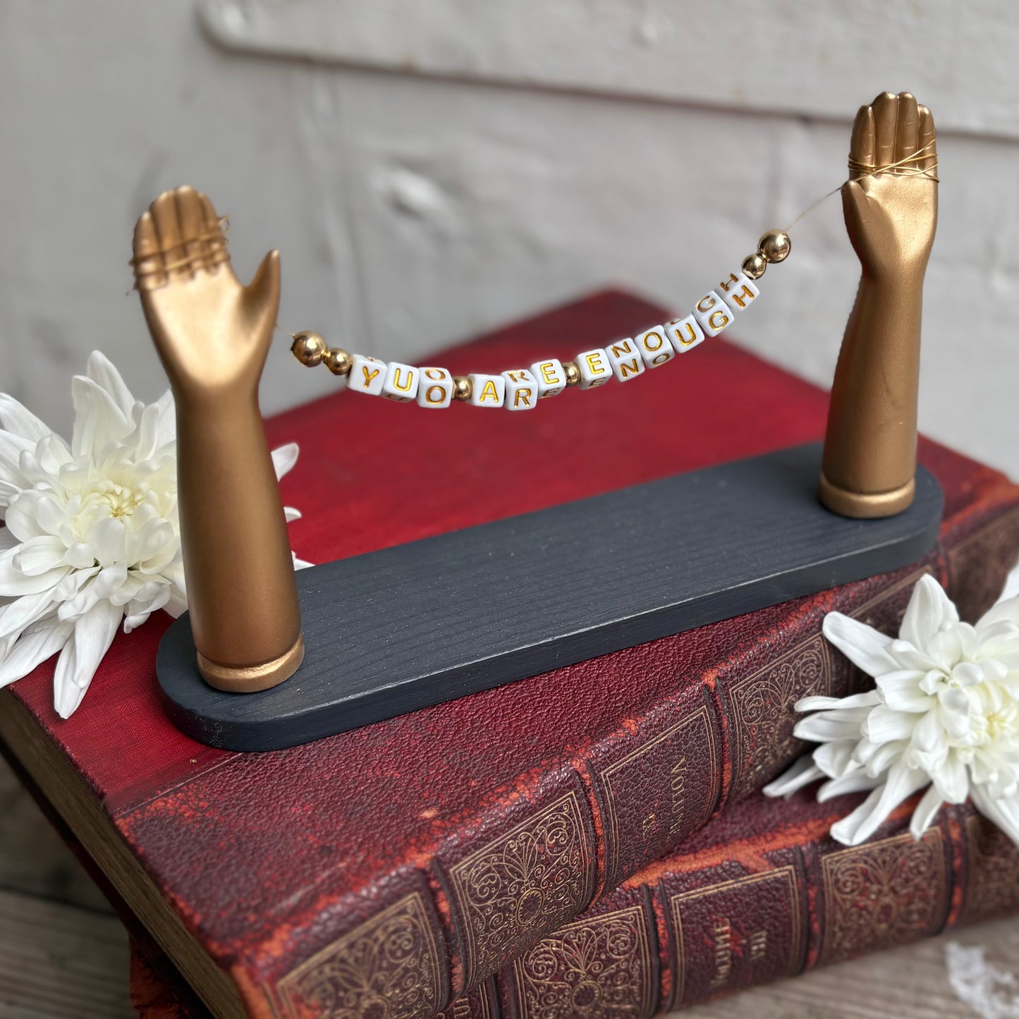 Large Recycled Porcelain Doll Arm Sign Holder - You Are Enough